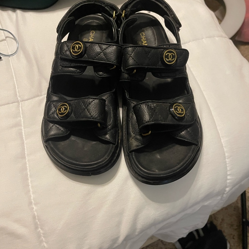 Chanel Women’s Black Lambskin Sandals